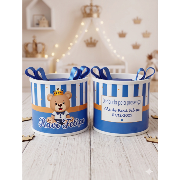 Kit TuboLatas Personalizadas 5x6 Ursinho Azul -Aniversário, Maternidade, Batizado, Lembrancinha FESTA e EVENTOS EM GERAL