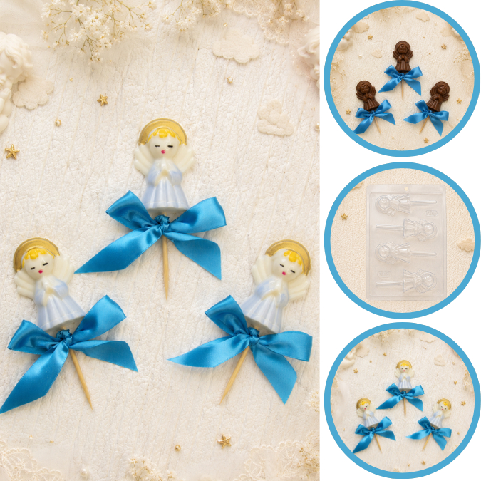 1~10 Forma Simples Pirulito Anjo 158 - (C2) em Acetato BWB Para Bombom e Doces de Chocolate e Confeitaria. (CHOCO)