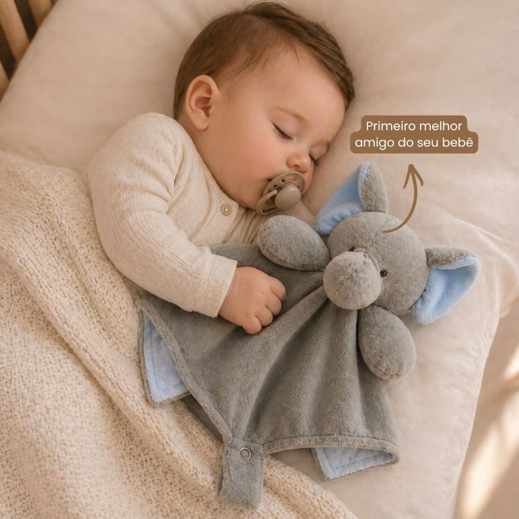 Naninha Toalhinha Para Bebe Com Prendedor de Chupeta Urso Rosa Leão Elefante Azul