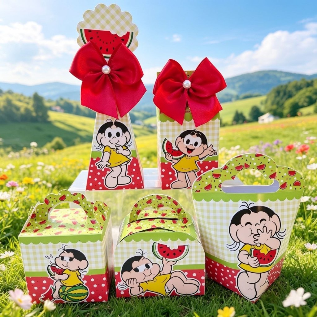 Kit Personalizados MAGALI TURMA DA MÔNICA Pegue e Monte Caixinhas Lembrancinhas Festa Infantil Aniversário