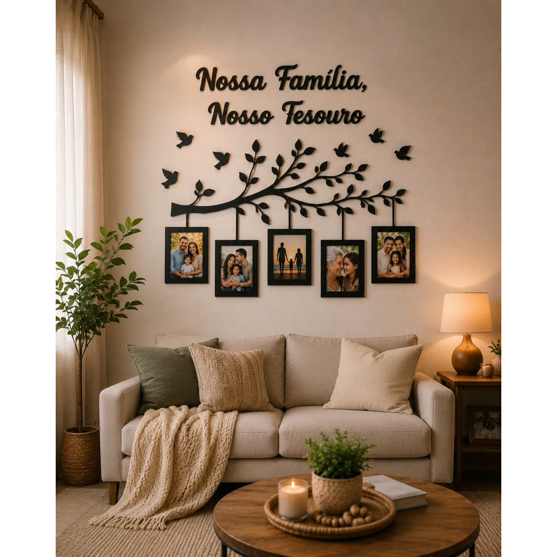 Quadro Porta Retrato Parede Decorativo MDF 10x15 Árvore Molduras foto Família