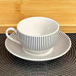Jogo 6 Xícaras Para Chá De Porcelana160ml Lisboa Cinza Hauskraft