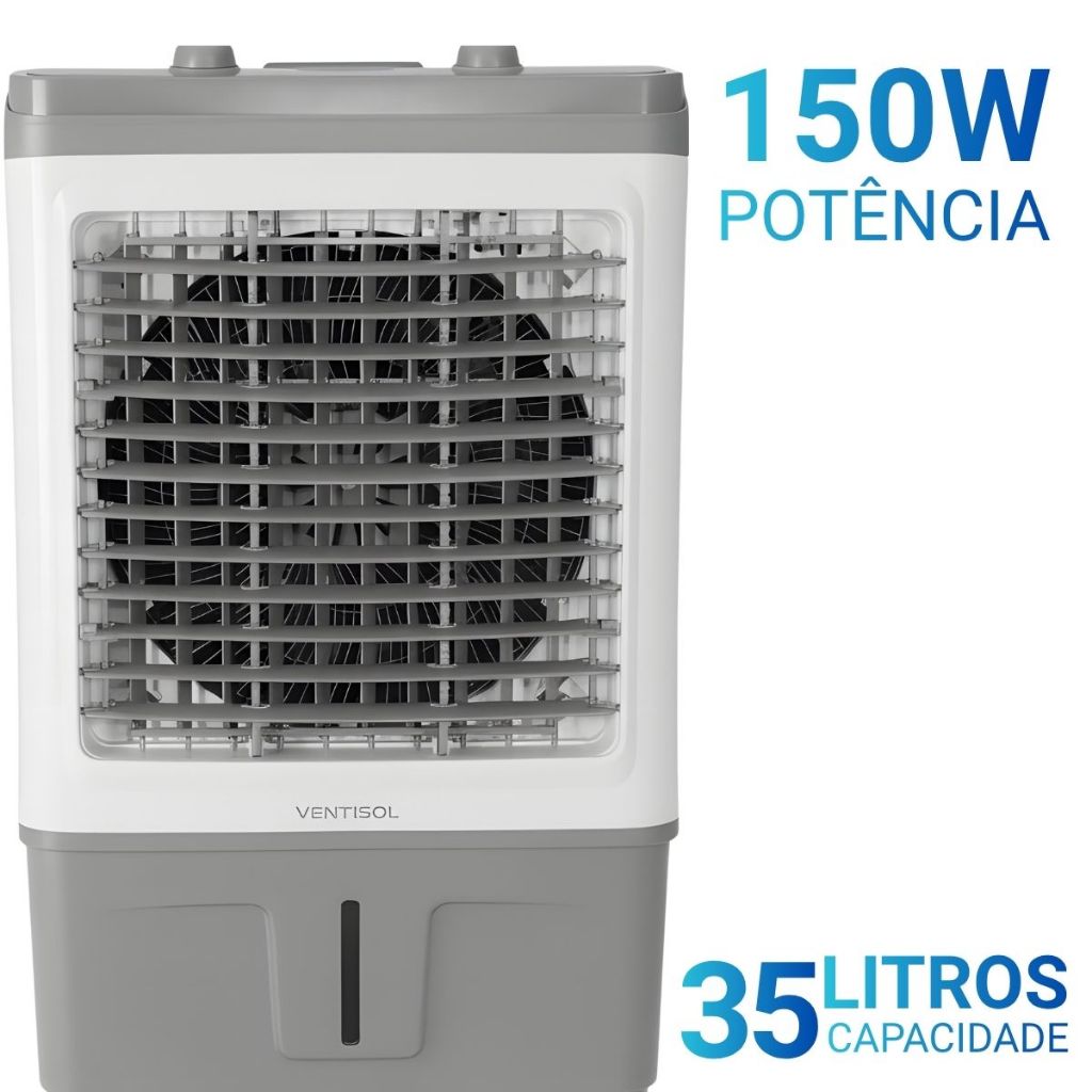 Climatizador Ventisol 35 Litros Portátil Ventilador 150w Filtro de Ar Umidificador Econômico Osc