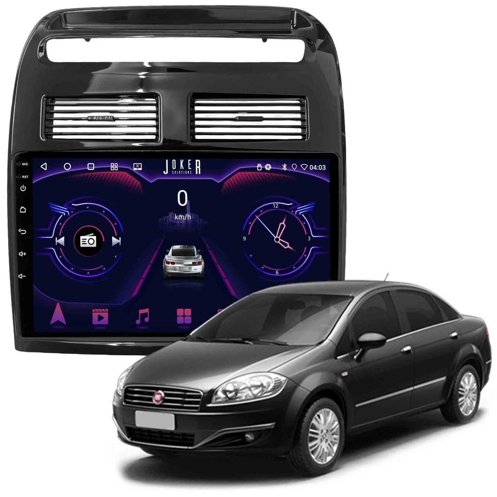 Multimídia Fiat Linea 2008 A 2014 2+64gb Quadcore  Carplay Android Gps Bluetooth 9 Polegadas