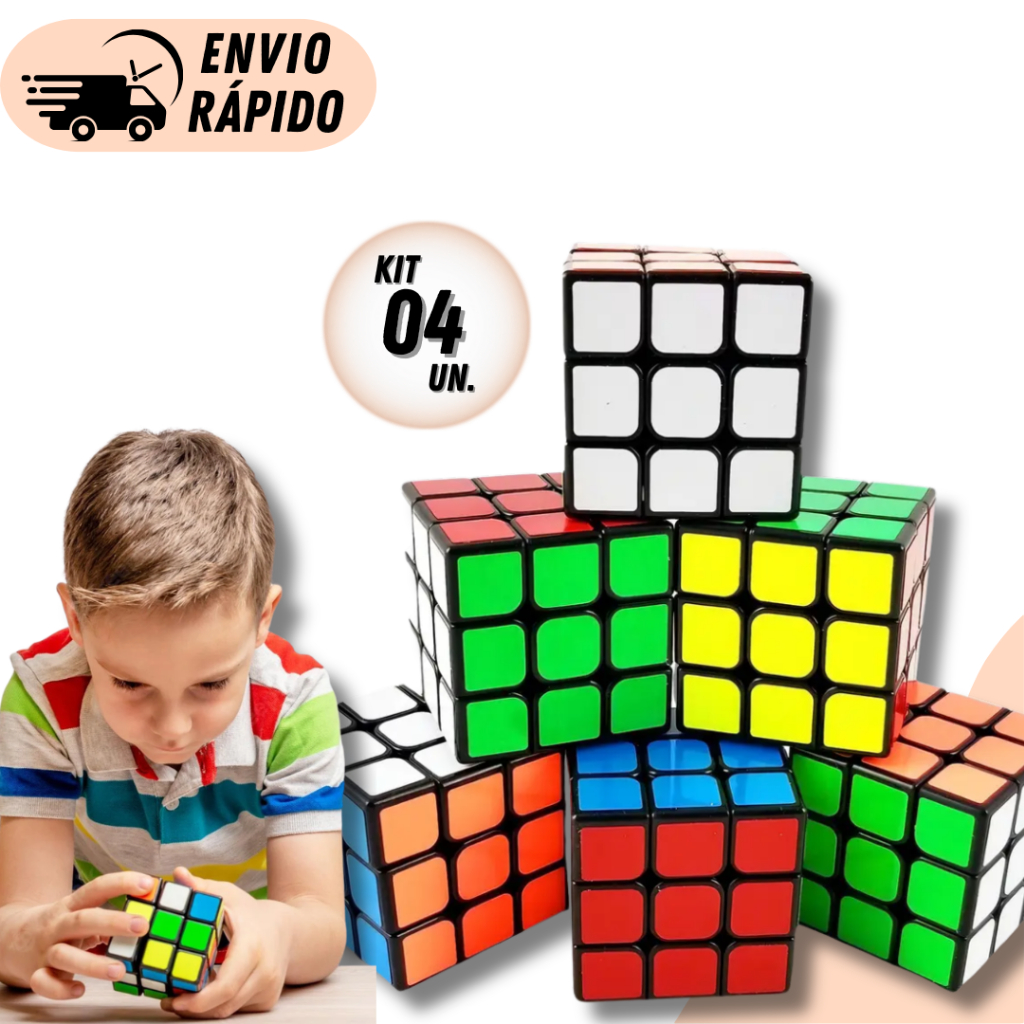 Kit 4 ou 2 Cubo Mágico 5 x 5 x 5 Cm Clássico Para Adultos e Crianças Lembrancinha Atacado Educativo Raciocínio