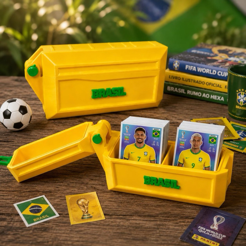 Porta Figurinha Duplo Grande Copa do Mundo Brasil 2026  | Caixa Organizador para  Álbum de Figurinhas