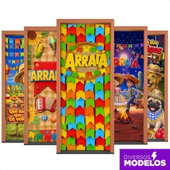 Capa de Porta Festa Junina Sublimada Em Tecido Decoração Arraiá Junino Veste Fácil 0,80x2,10m