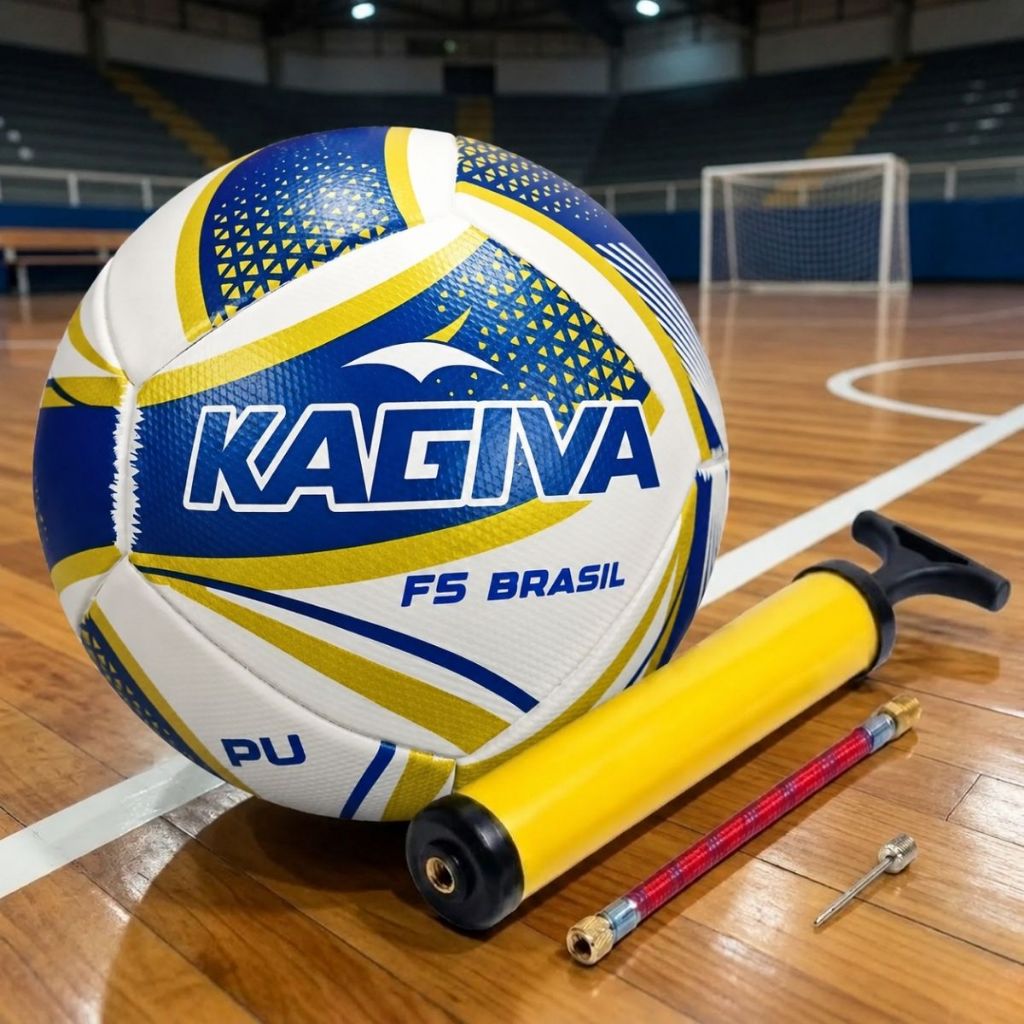 Bola Futsal Kagiva F5 Brasil Oficial PU Termofusion + Bomba de Ar