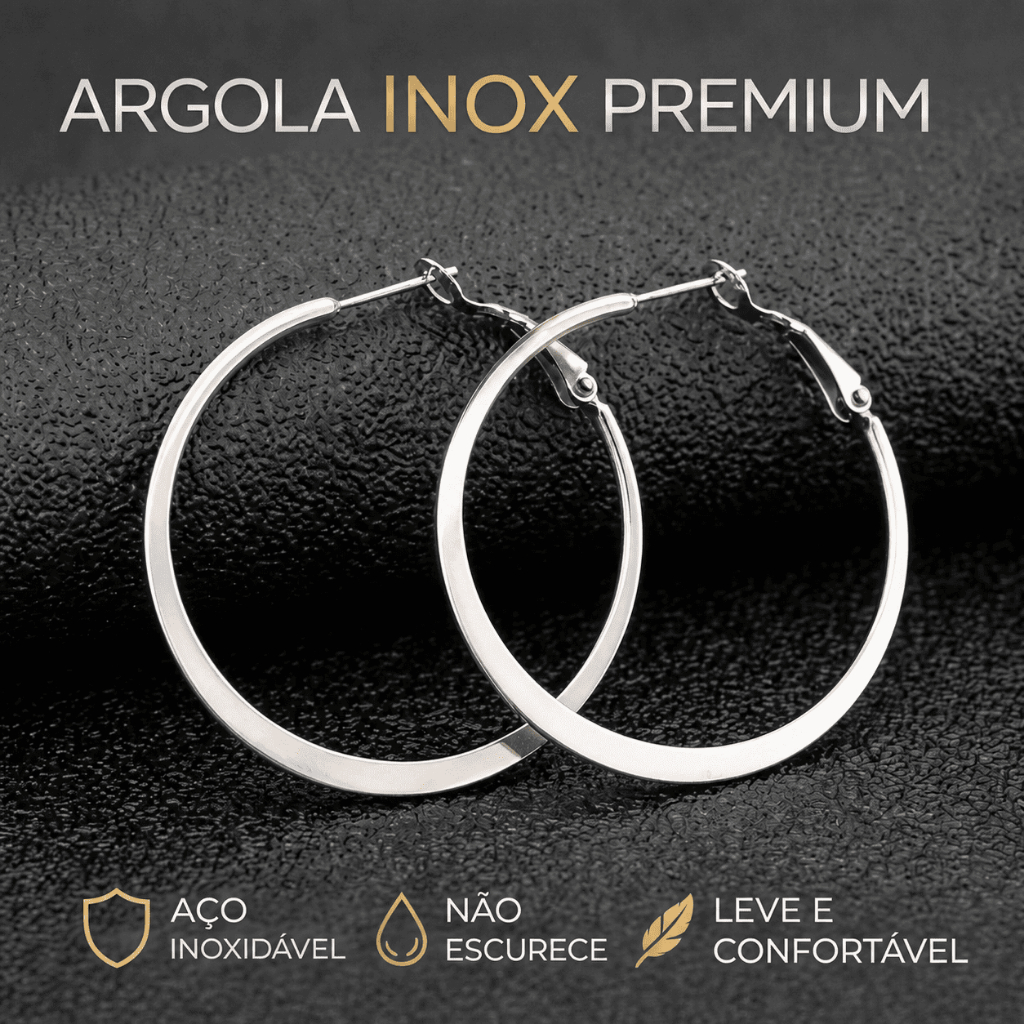 Brinco Feminino Argola Aço Inoxidável Antialérgico Leve Confortável Grande Designer Moderno