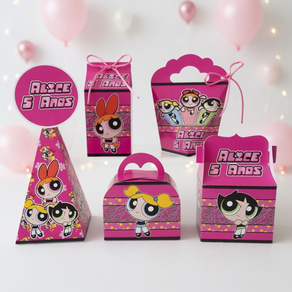 Kit Caixas Meninas Superpoderosas Personalizadas /Lembrancinha /Aniversário / Powerpuff grils