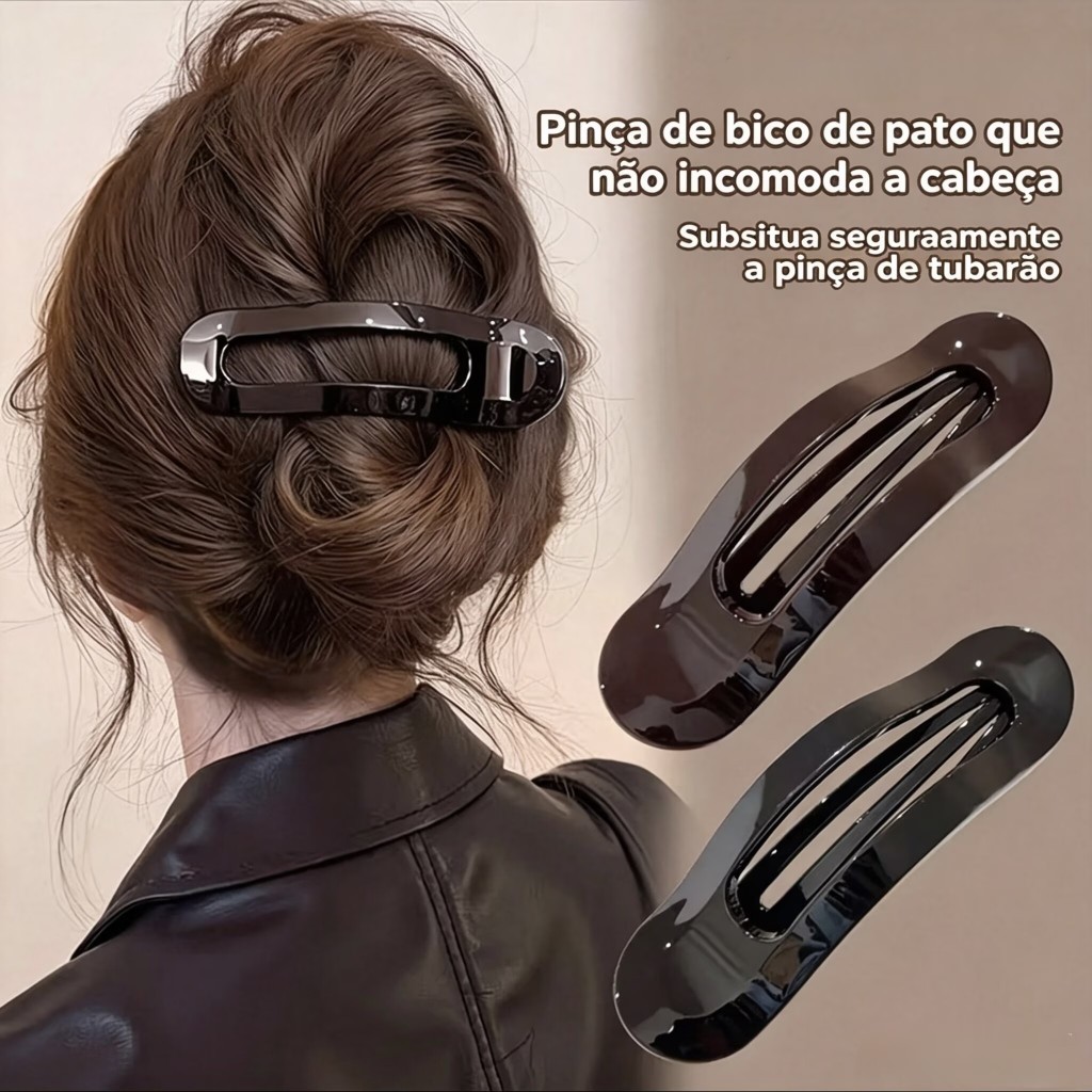 Presilha Bico de Pato Não Machuca Couro Cabeludo | Prendedor Confortável para Coque 11.5cm