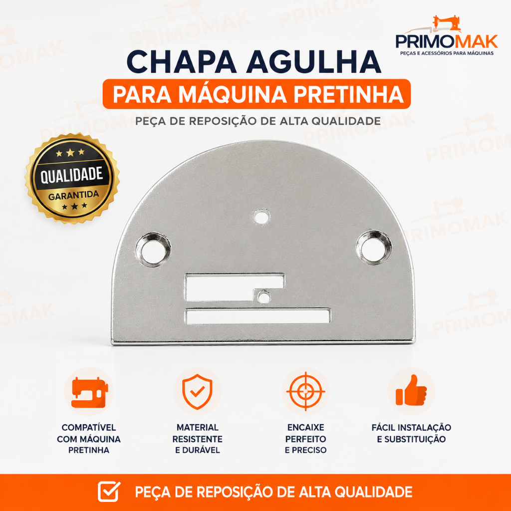 Chapa Agulha para Máquina Pretinha Doméstica Singer e Elgin – Alta Precisão e Durabilidade