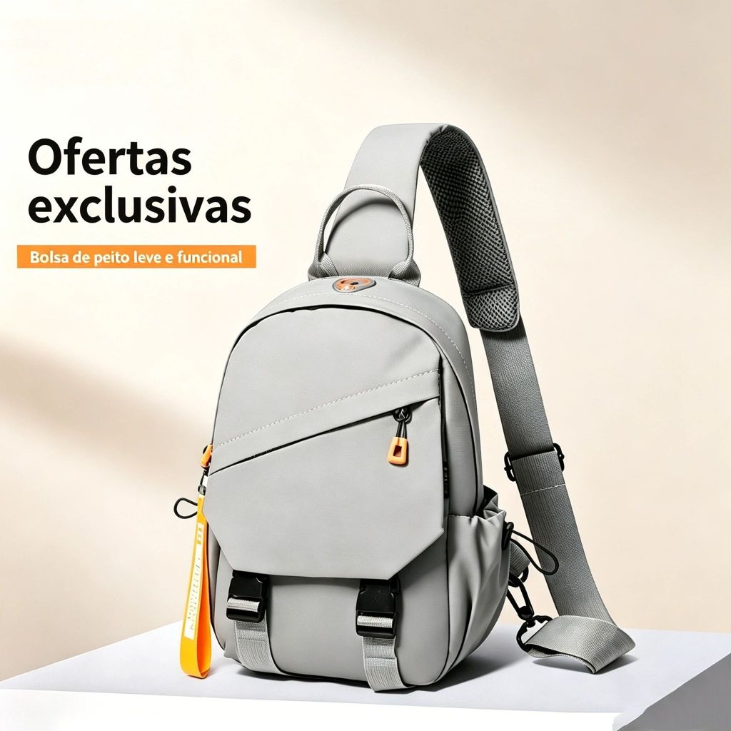 Bolsa de Peito para Homem Casual Impermeável, Perfeita para Dia a Dia, Trabalho e Viagem Curta