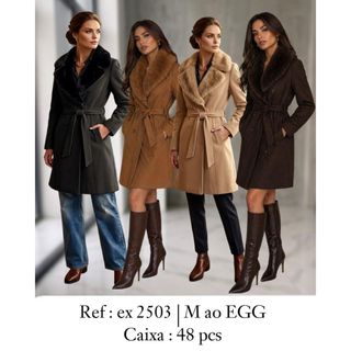 Parka Sobretudo Feminino Casaco Jaqueta Lâ Batida com Gola de Pelúcia Europeu Inverno Parka Longo Estiloso Elegante