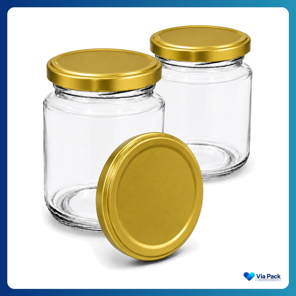 Kit Potes de Vidros Belem 240ml com Tampas Metálicas e Lacres Para Geleias Doces  Conservas