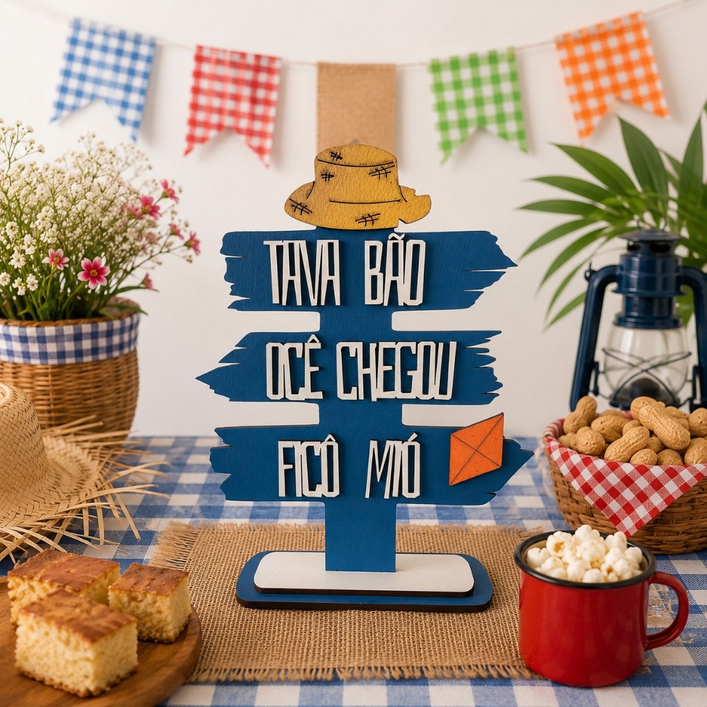 🌽Kit Pedestal decorativo Festa Juninaou Julina em MDF 16x23cm 🎉 Ideal para mesa posta  🌽✨