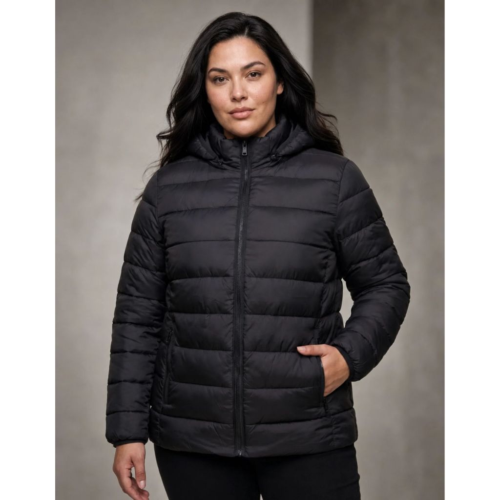 Jaqueta Puffer Bobojaco Feminina com Capuz Removível Plus Size