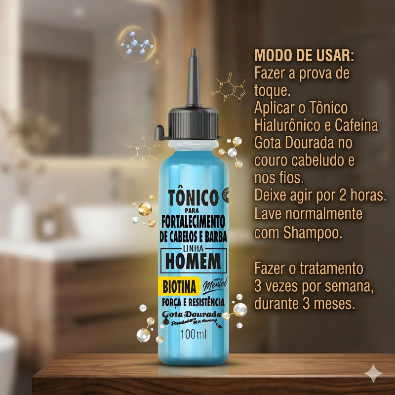 Tônico Homem Gota Dourada 100ml: Força e Vitalidade para Cabelo e Barba · foto 2