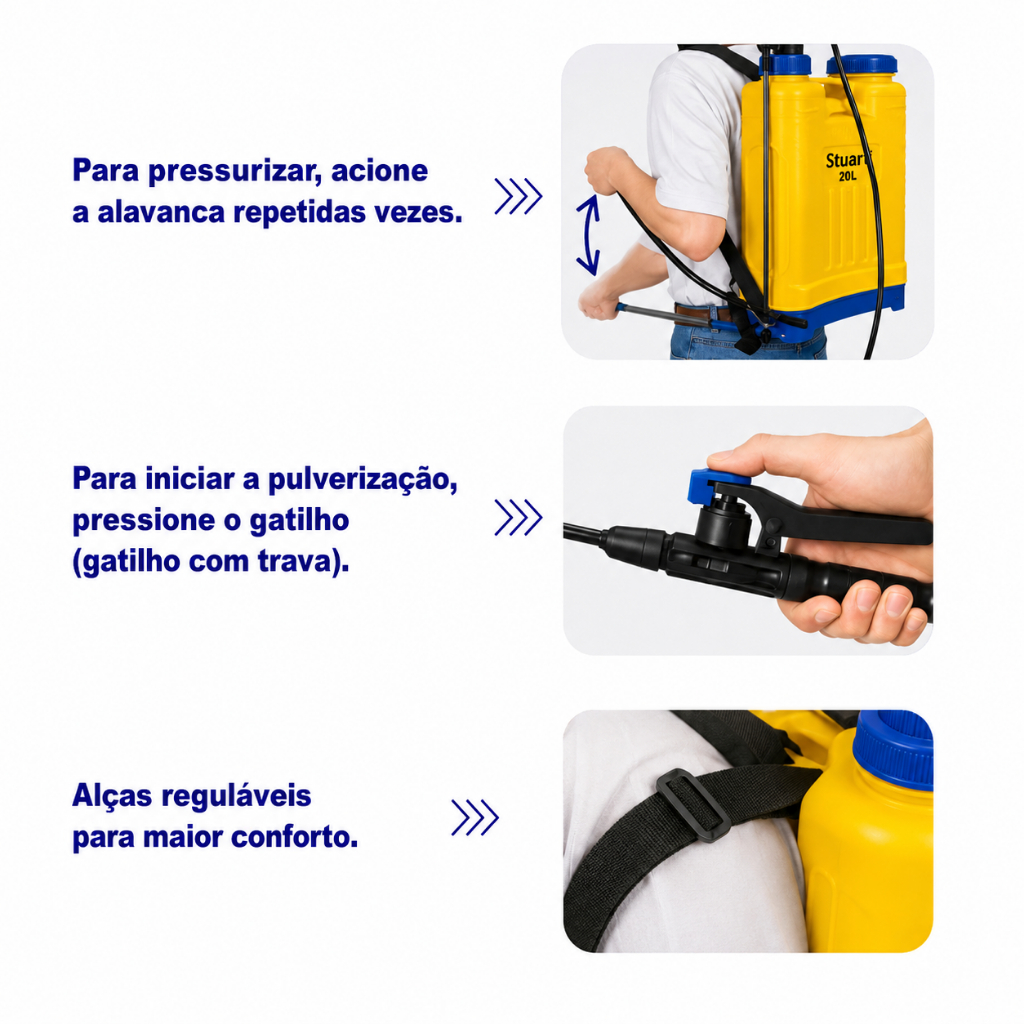 Bomba Costal De Veneno Pulverizador Agrícola Manual 20 Litros Com Alças Muito Resistente Cor Amarelo — imagem 2 de 2