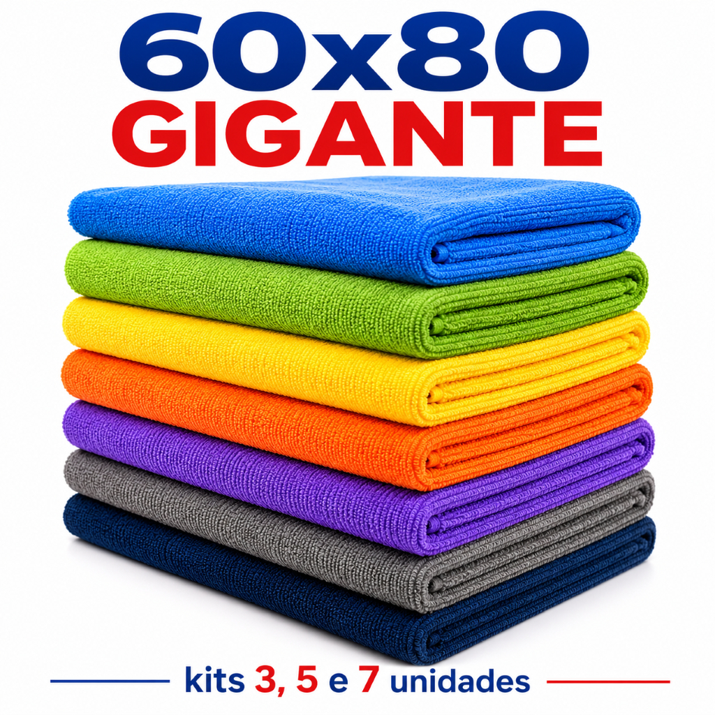 Panos de Chão Gigante Microfibra Multiuso 60x80 Alta Absorção