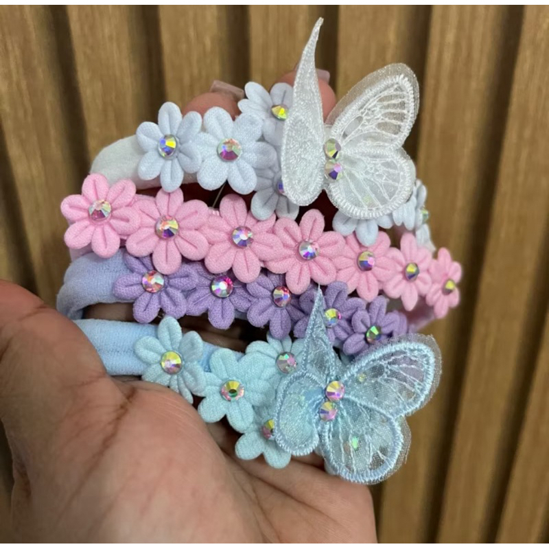 Detalhes do kit 4 Faixinhas de Cabelo para bebê na Meia de Seda- RN Infantil/Maternidade Delicada Confortável/ Cores Aleatórias.