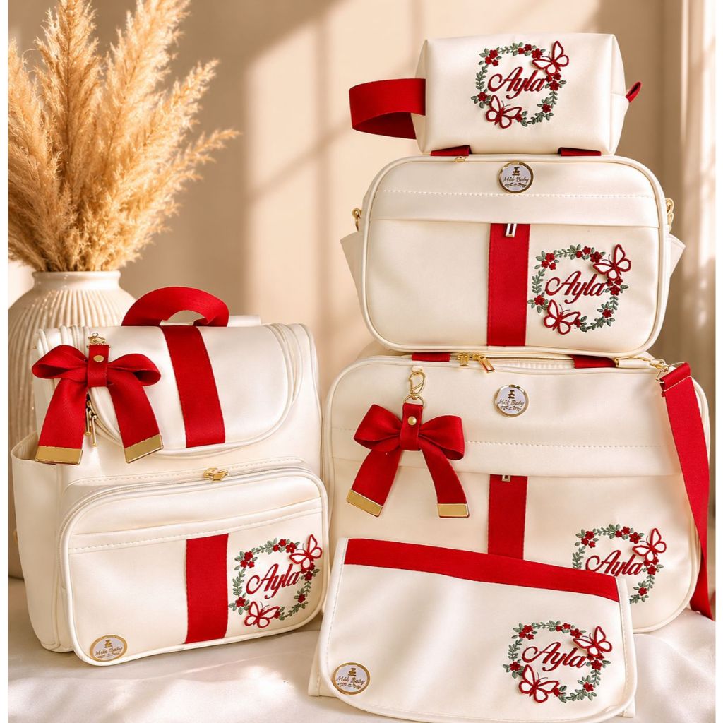 Kit Mala Maternidade Personalizada com 5 Peças. Bolsas de bebê personalizada Luxo com nome. Nick Baby Bolsas