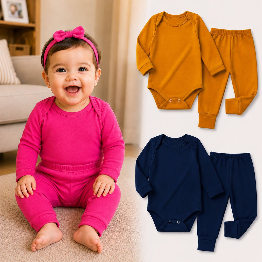 Conjunto Térmico Bebê Body e Calça Pé Reversível Quentinho 0 a 24m