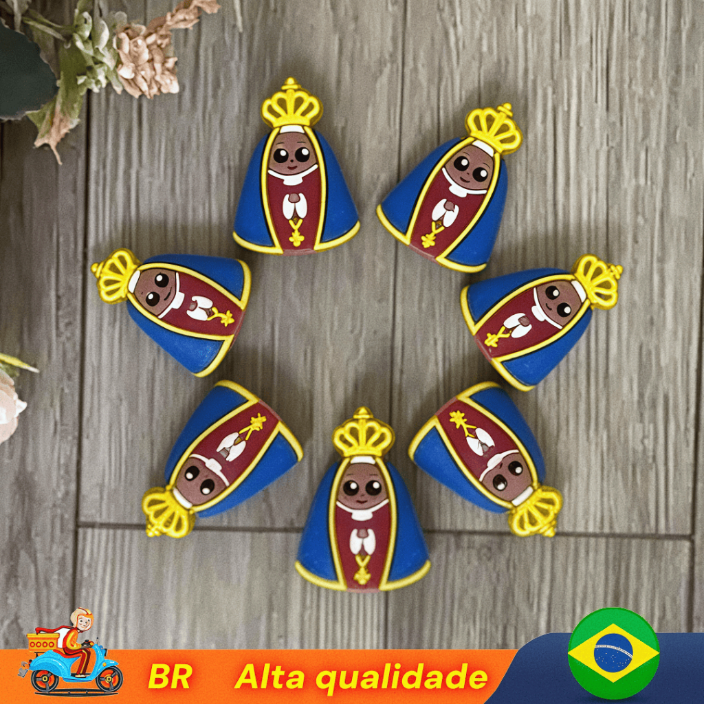Kit20/50 Aplique Resinado Nossa Senhora Aparecida - Pingente Colorido para Bijuterias, Chaveiros e Lembranças Religiosas