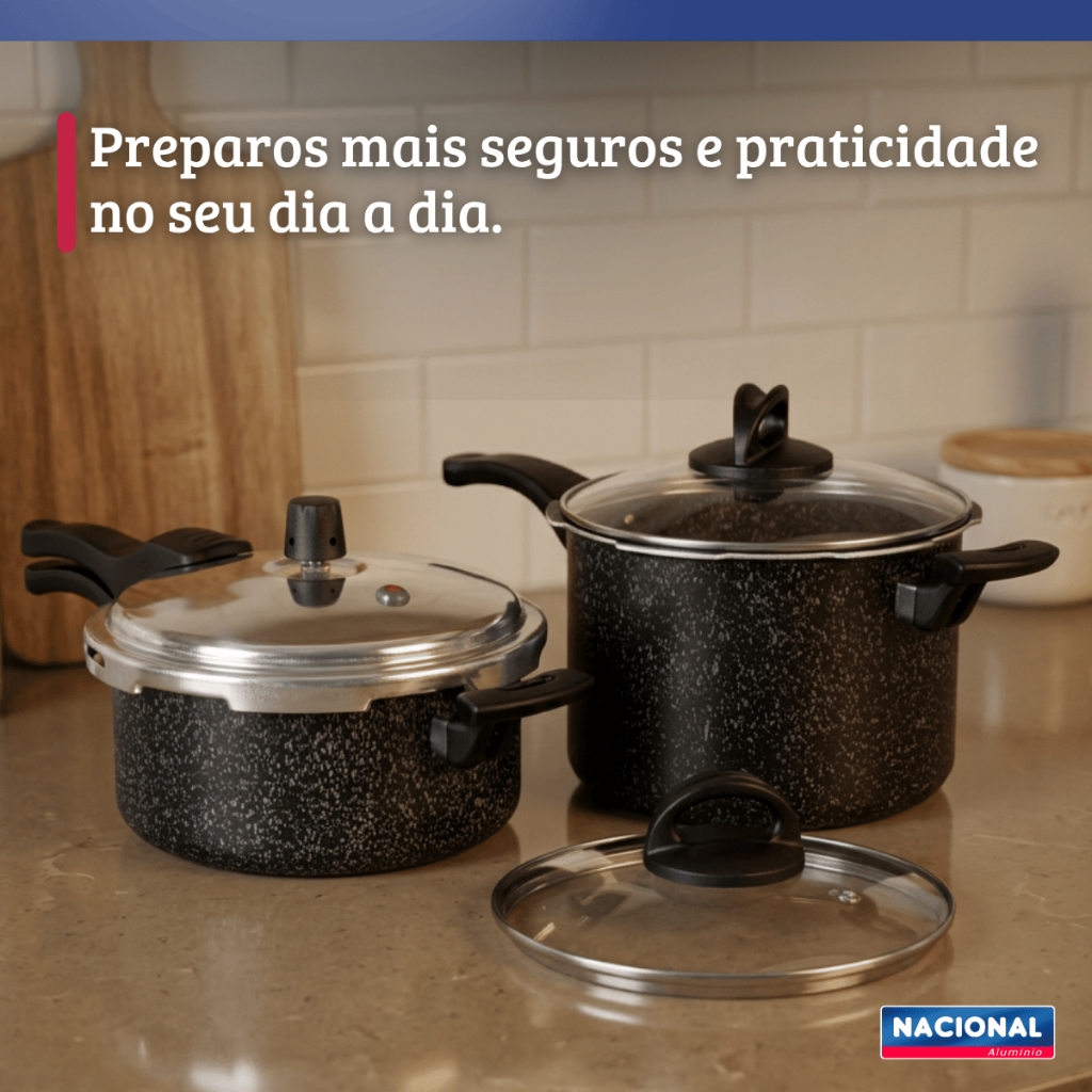 Jogo De Panelas De Pressão Antiaderente 3L E 4,5L Preto