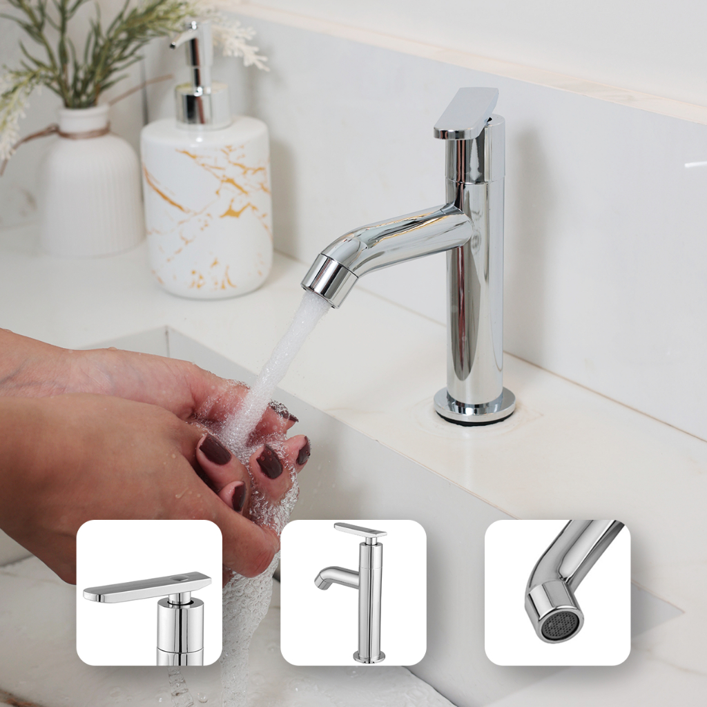 Torneira Bancada Banheiro Lavatorio Alta Cuba Lavabo Abs