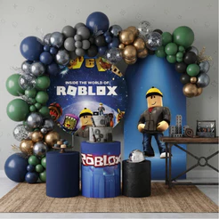Capas Decorativas Painel R0blox Construtor Redondo Trio Cilindro Festa Infantil Decoração Meninos