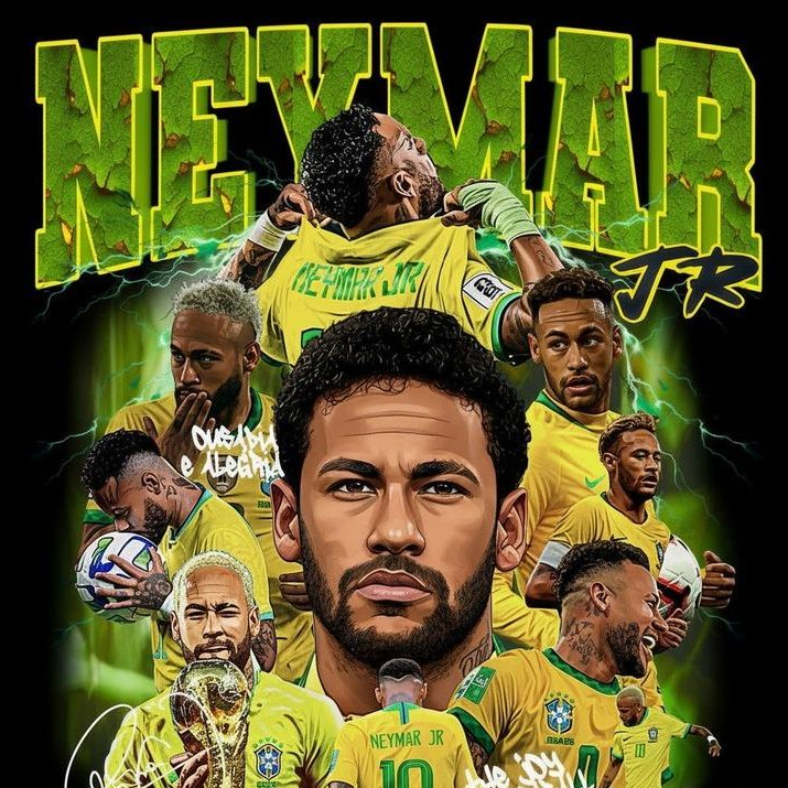 NEYMAR JR. Apliques Termocolantes Copa do Mundo 2026 DTF Premium para Roupas e Tecidos