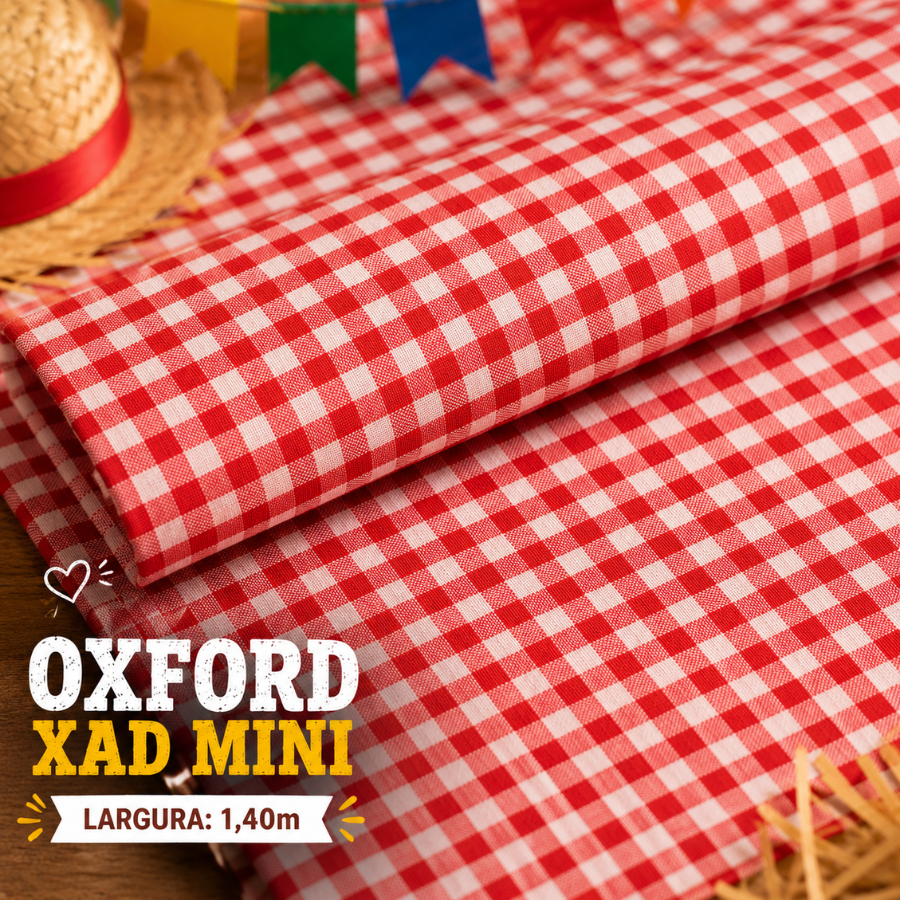 Tecido Oxford Xadrez Mini Vermelho 1,40m Decoração e Toalhas de Mesa