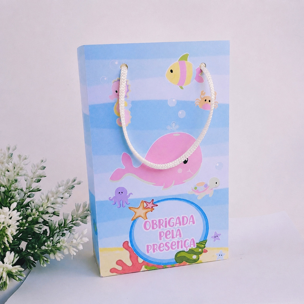 Kit Sacolinha Surpresa Festa Infantil Personalizados FUNDO DO MAR | Lembrancinhas | Aniversário | PEGUE E MONTE