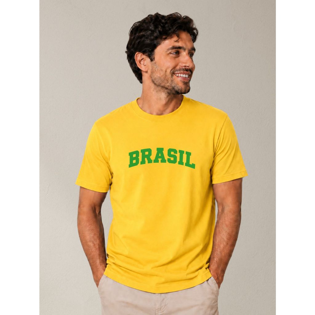 Camiseta 100% Algodão Torcida Brasil Core Camisa 10 Copa do mundo de Futebol BR Campeão