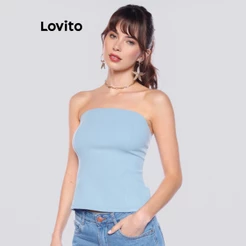 Lovito Blusa Casual Feminina Sem Alça TKB967BRL997