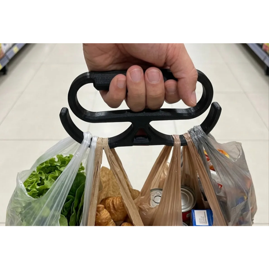 Pegador de Sacolas Ergonômico Preto Reforçado Evita Dor Ideal para Mercado, Feiras e Compras Pesadas