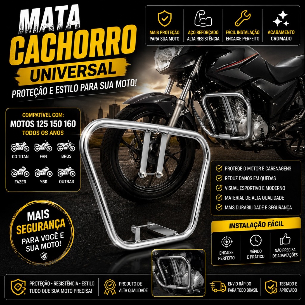 Mata Cachorro Universal  Todos os Anos Moto 125 150 160 Motocicleta