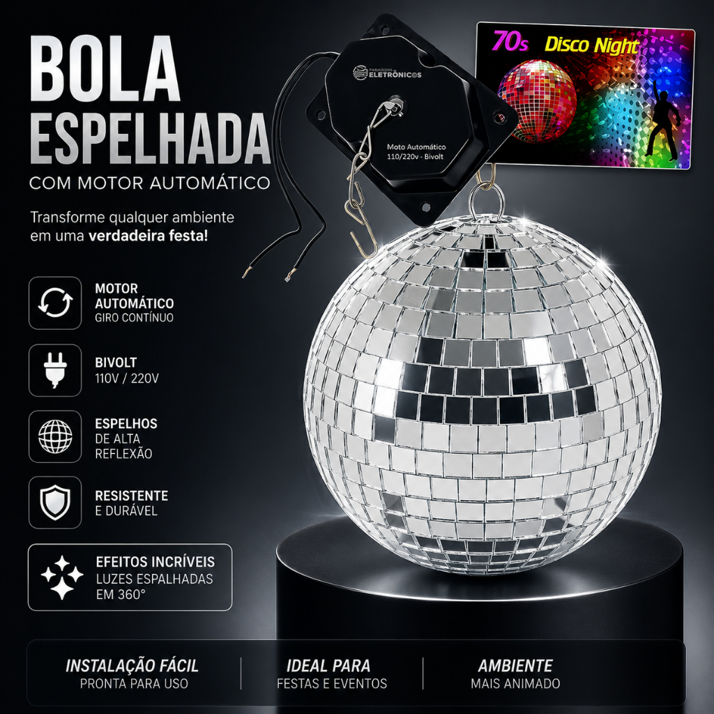 Kit Motor para Globo de Espelho 110/220v com Caixa Alumínio Resistente Globo 30cm REFMT1