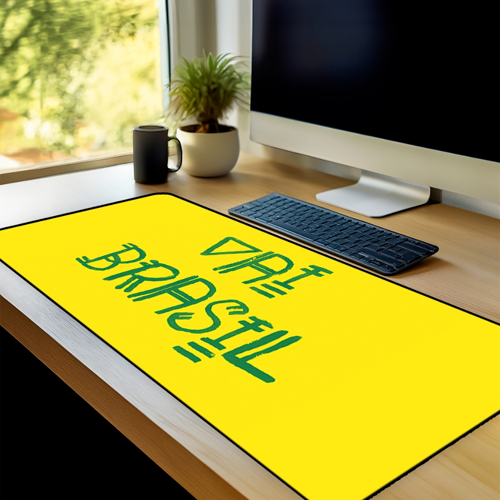 Mouse Pad Grande Gamer Brasil Copa Do Mundo 2026 65x30  Antiderrapante Borda Costurada