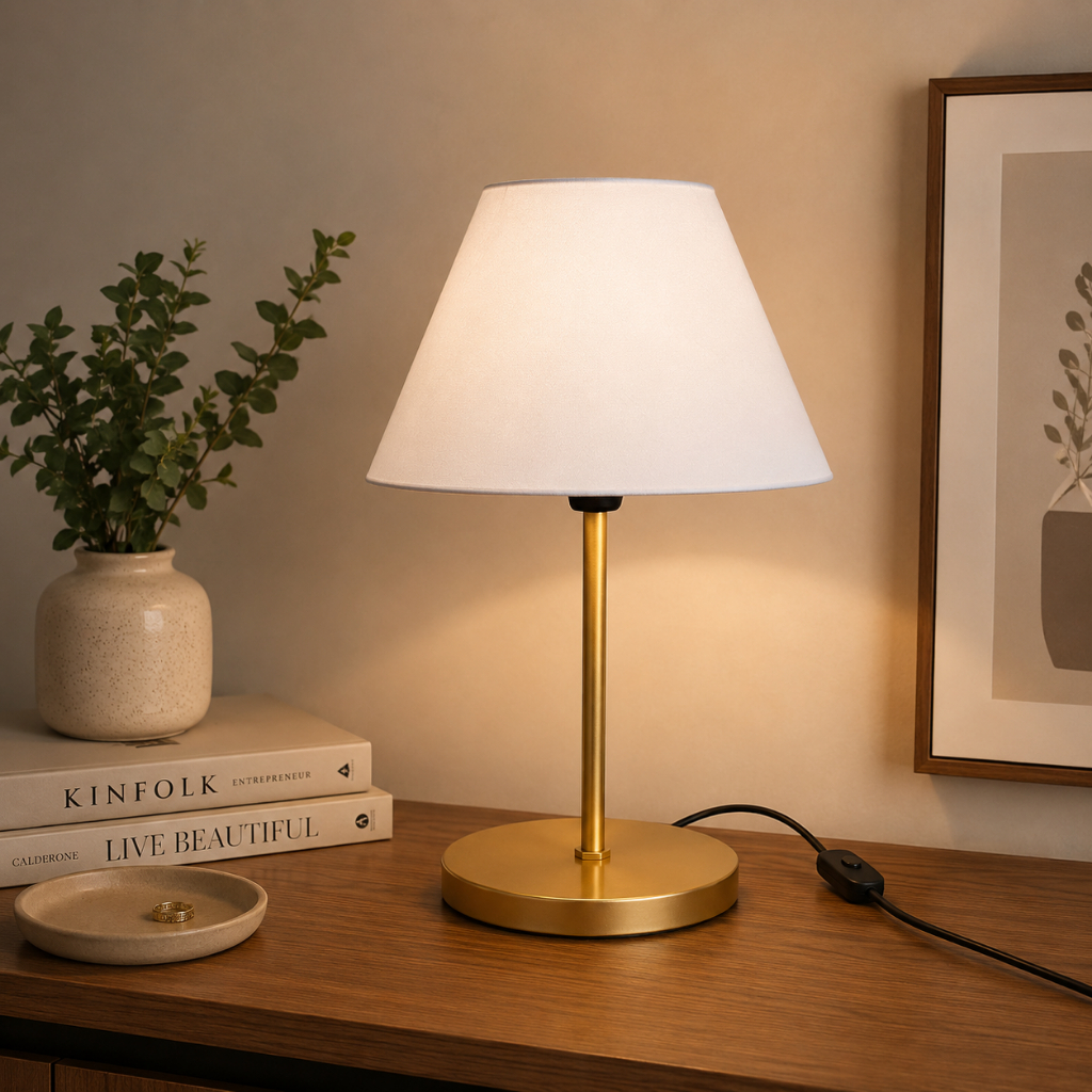 Luminária de Mesa Abajur Cúpula Injetada Bivolt Escritório Quarto Recepção Decoração Sala Moderno