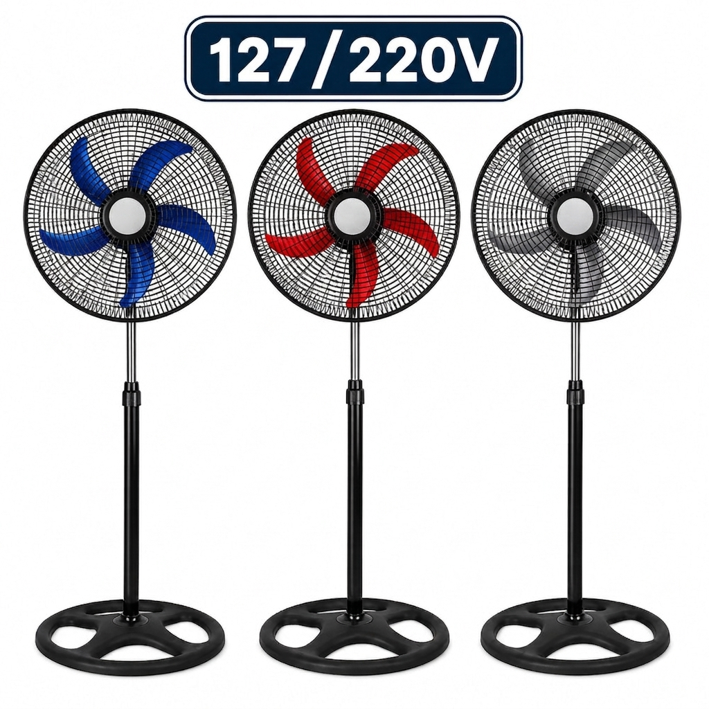 Ventilador de coluna Pedestal potente silencioso 50cm 5 pás turbo ventilador de pé 127 ou 220V 60W