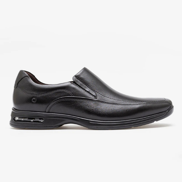 Sapato Social Masculino Democrata Air Spot Couro Legítimo Comfort Original Preto