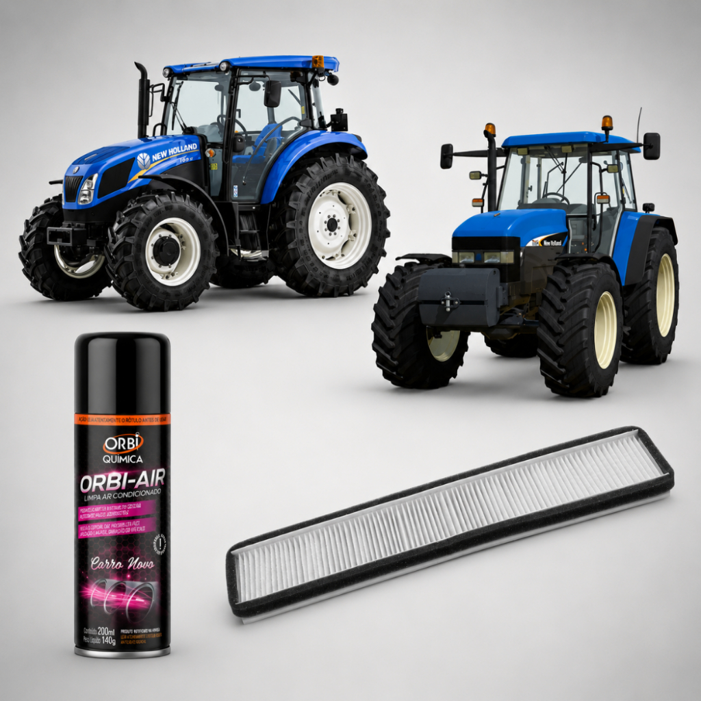 Filtro Ar Condicionado De Cabine + Limpa Ar New Holland Tm115 Tm125 Tm135 Tm150 Tm160 TL