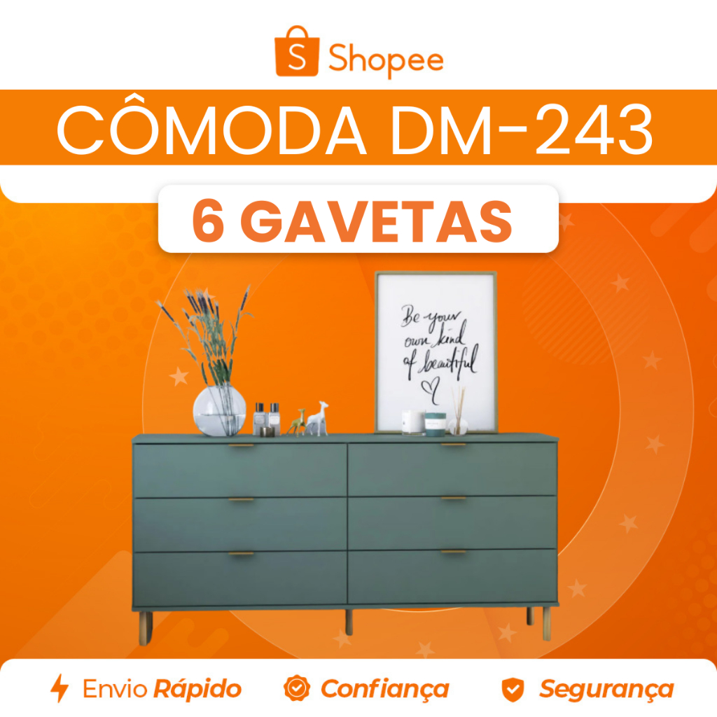 Cômoda Ditália 6 Gavetas DM-243 Verde Oliva