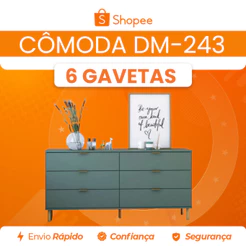 Cômoda Ditália 6 Gavetas DM-243 Verde Oliva