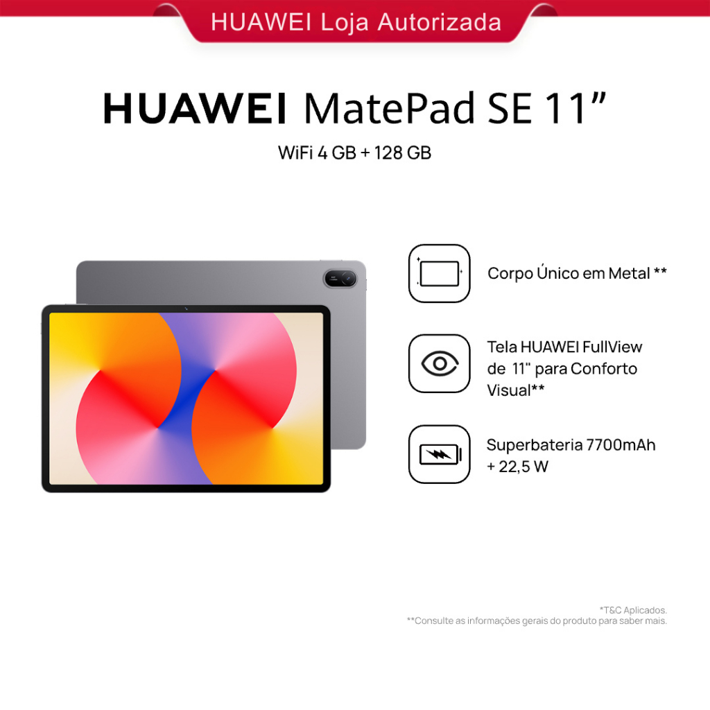 HUAWEI MatePad SE 11" | Tablet | Design de Corpo Único em Metal | 7700 mAh + Superbateria de 22,5 W