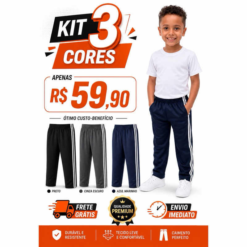 KIT COM 3 CALÇAS  DE HELANCA INFANTIL – SUPER PROMOÇÃO