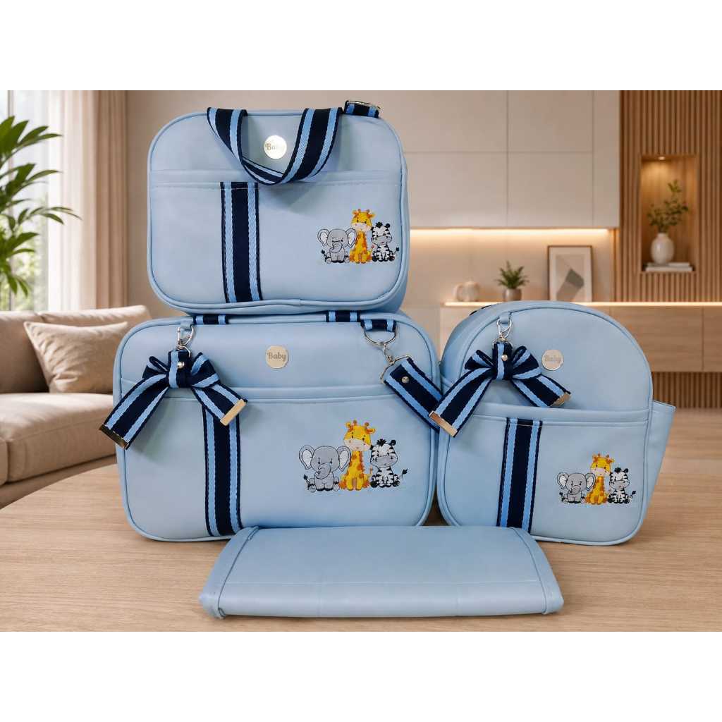 Kit bolsas maternidade  - Térmica e Impermeável, Menina/Menino 4 Peças, Bolsa G, Bolsa M, Mochila 02 em 01 e Trocador