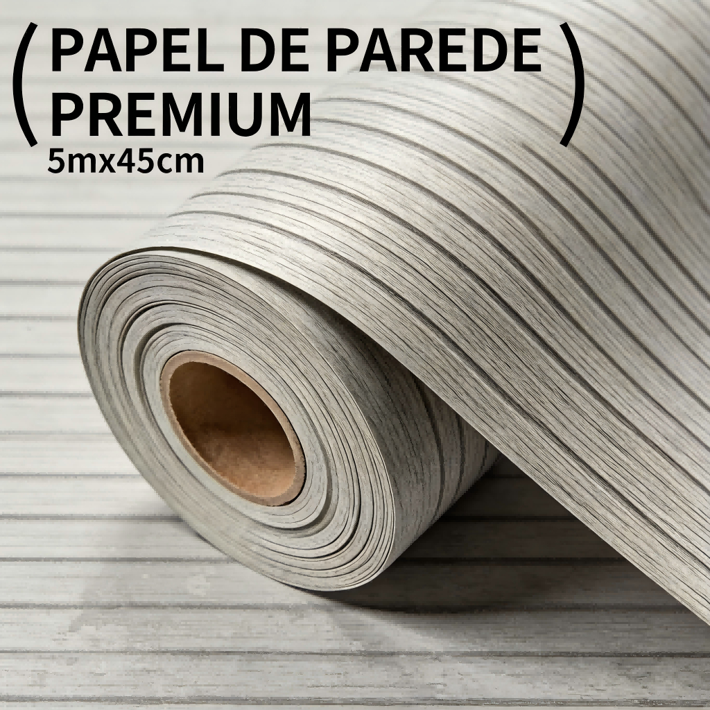 Papel Autoadesivo 5 M x 45cm para Quarto/ Sala/ Cozinha/ Banheiro - Madeira Ripado Bege Claro Visual 3D